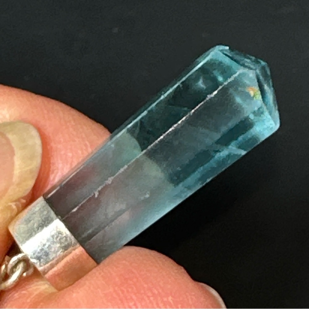 Sterling Silver 925 Fluorite Point Pendant Crystal - Picture 4 of 17